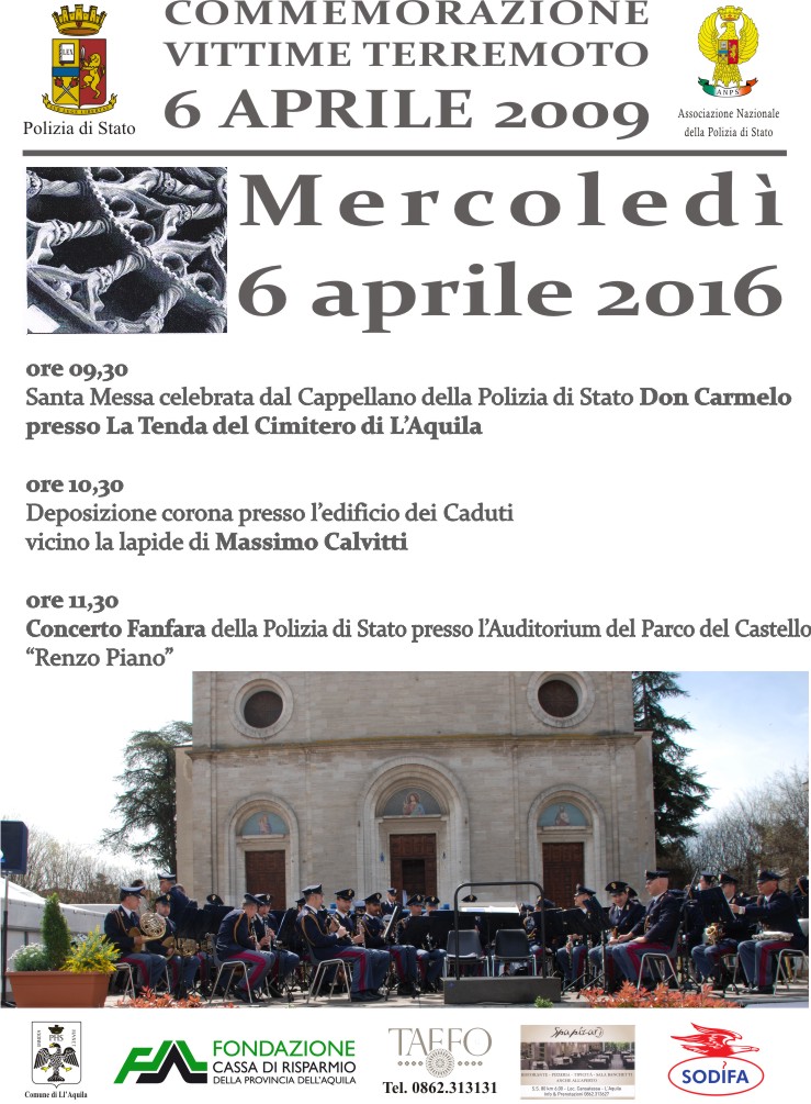 Commemorazione vittime del terremoto della Polizia di Stato.