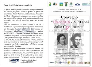 1946-2016: A PESCARA IL RICORDO DI FILOMENA DELLI CASTELLI E MARIA FEDERICI  A 70 anni dalla Costituente focus sulle due Madri costituenti abruzzesi.