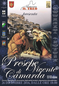 CAMARDA – L’AQUILA. IL 26 DICEMBRE 2016 ORE 18,00 XXVIII EDIZIONE DEL PRESEPE VIVENTE.