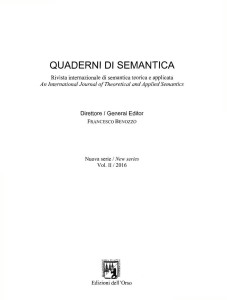 Ultimo numero edito Quaderni di Semantica