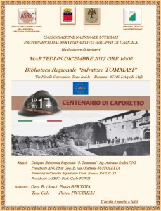 Caporetto, conferenza e concorso per le scuole aquilane.