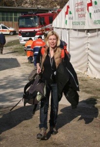 Paola Nappi in Abruzzo dopo il terremoto del 6 aprile 2009.