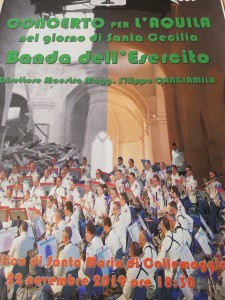 CONCERTO PER L’AQUILA. Nel giorno di Santa Cecilia la Banda dell’Esercito a L’Aquila in concerto per commemorare le vittime del terremoto del 6 aprile 2009.