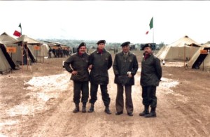 Esercitazione per Pubbliche Calamità. Da sinistra: il capitano R. Suffoletta; il Ten. Col. A. Ranieri, il Ten. Col. Q. Maurizio,. il Mar. E. Lintozzi.