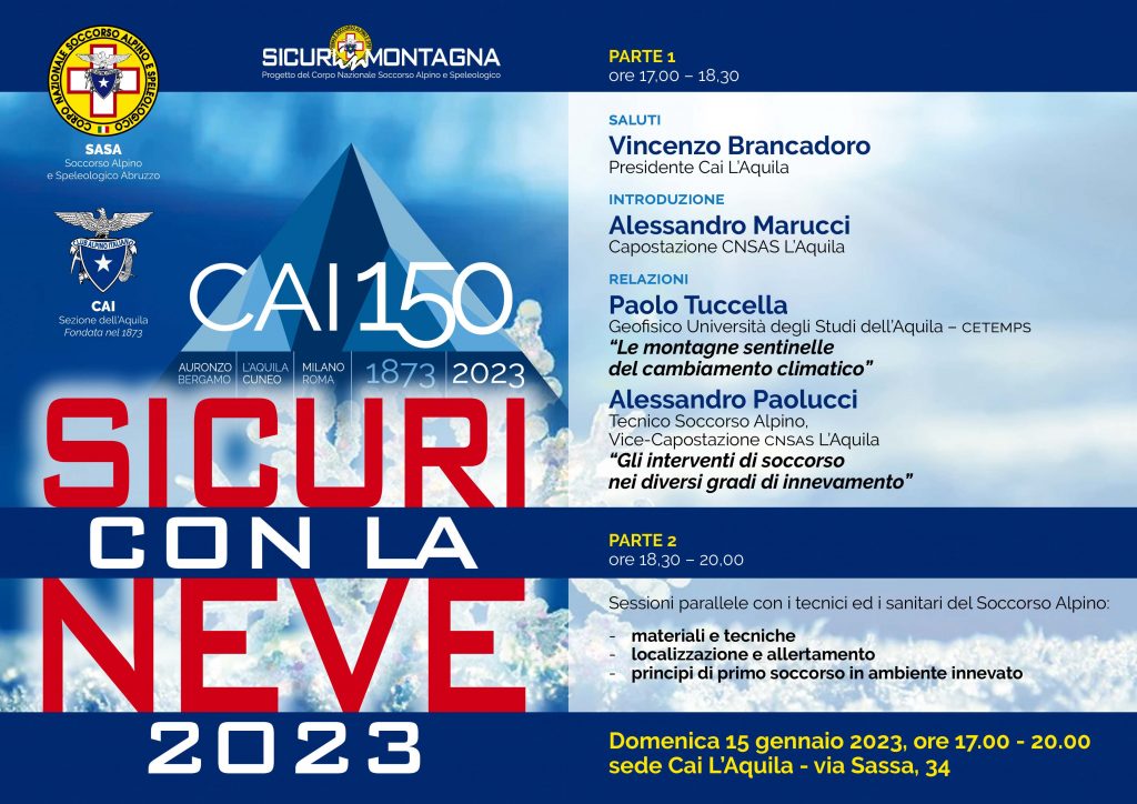 “Sicuri con la neve” domenica 15 gennaio 2023, dalle ore 17.00.