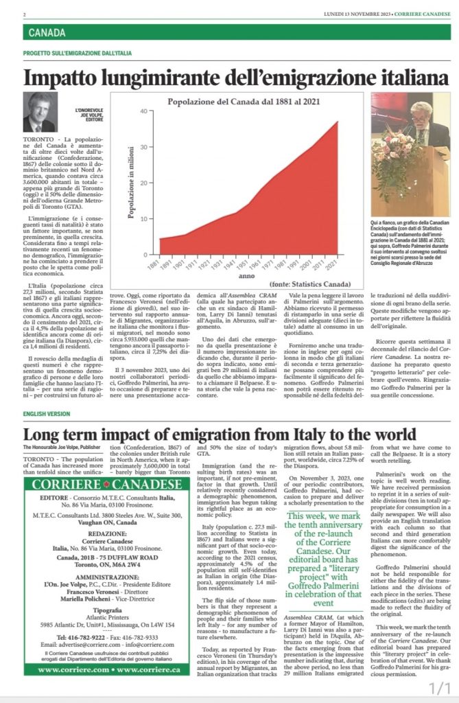 Impatto lungimirante dell’emigrazione italiana