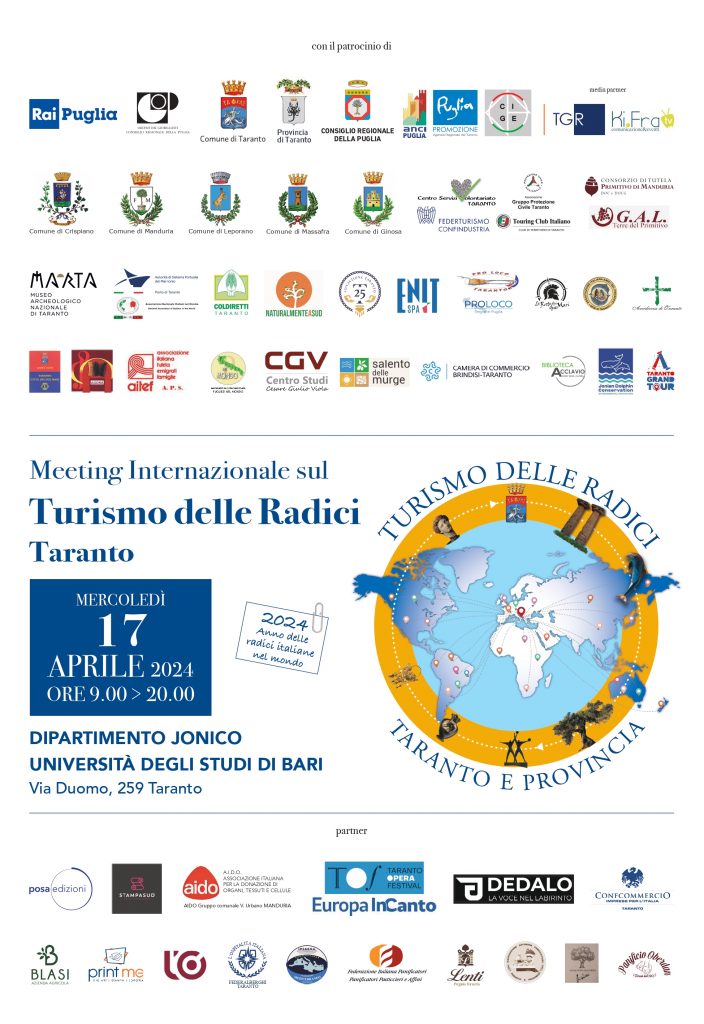 A Taranto il primo Meeting Internazionale sul “Turismo delle Radici Italiane nel Mondo” e presentazione del “Rapporto Italiani nel Mondo” della Fondazione Migrantes